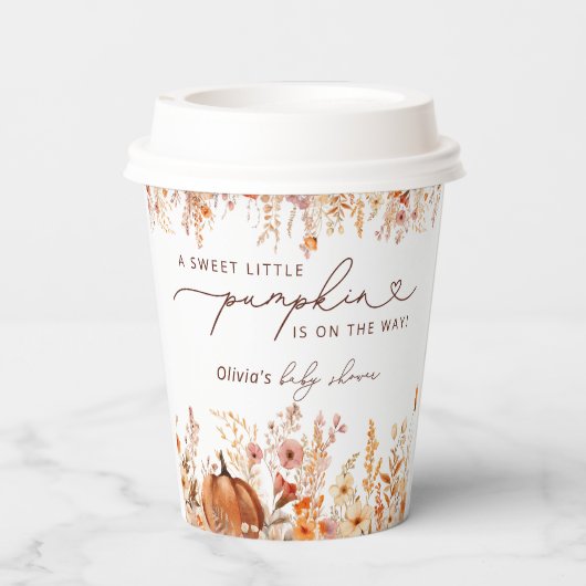 Gobelets En Papier Boho Little Citrouille Automne Fleurs sauvages Bab (Verso)