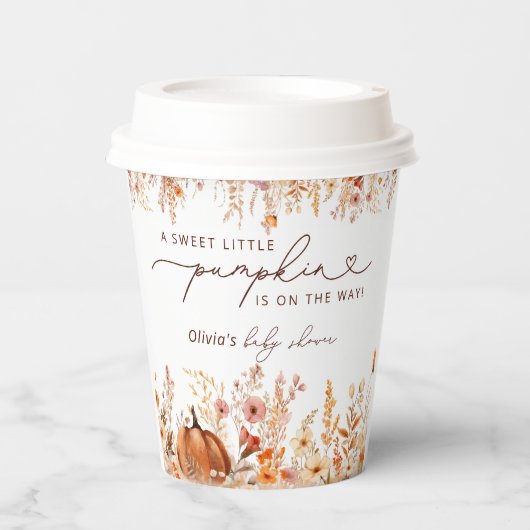 Gobelets En Papier Boho Little Citrouille Automne Fleurs sauvages Bab (Recto)