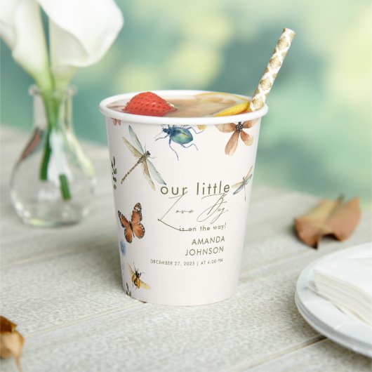 Gobelets En Papier Boho Love Bug Insectes baby shower libellule (Insitu)