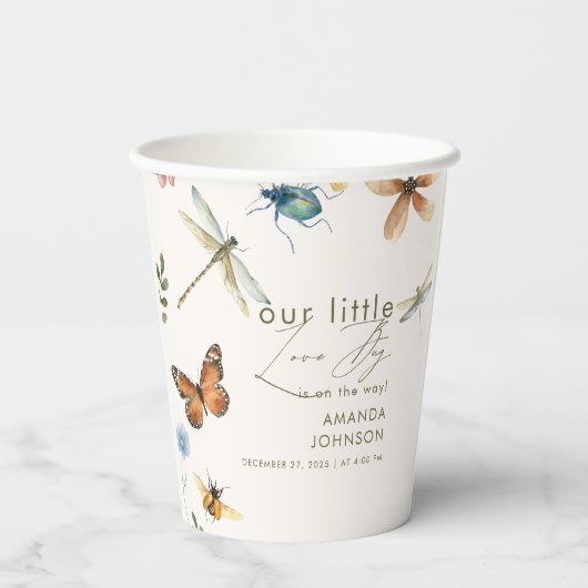 Gobelets En Papier Boho Love Bug Insectes baby shower libellule (Verso)