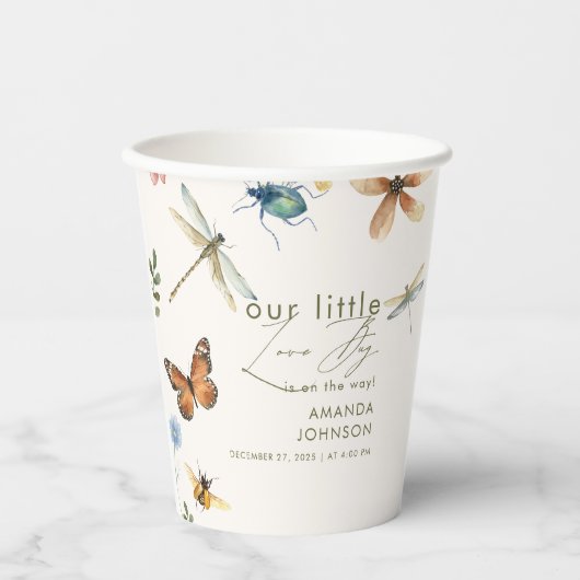Gobelets En Papier Boho Love Bug Insectes baby shower libellule (Recto)