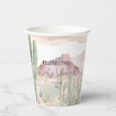 Gobelets En Papier Boho Modern Desert Nature Baby shower de Cactus (Recto)