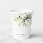 Gobelets En Papier Boho moderne Abstrait vert blanc Mariage floral (Verso)