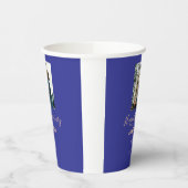 Gobelets En Papier Boho moderne heureux anniversaire ajouter nom bleu (Gauche)