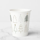 Gobelets En Papier Boho Noël Arbres Vacances vertes (Verso)