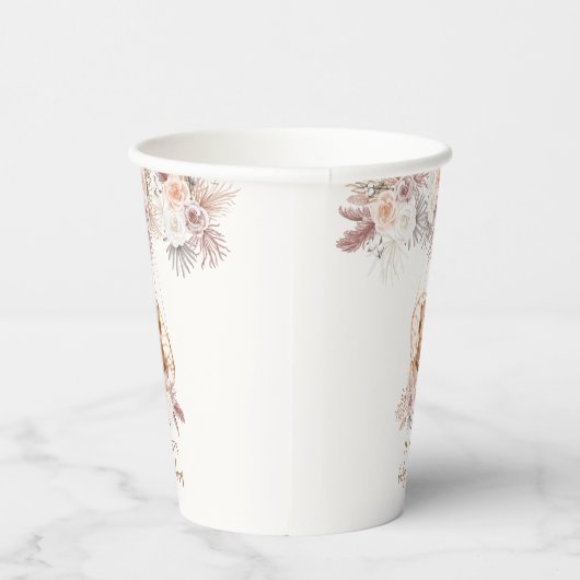 Gobelets En Papier Boho Pampas Fleur Teddy Bear Baby shower (Droite)