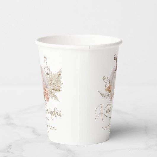 Gobelets En Papier Boho pampas herbe petit citrouille est sur le chem (Droite)