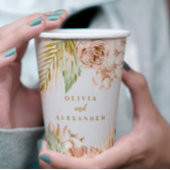 Gobelets En Papier Boho Pampas Mariage de fleurs séchées tropicales