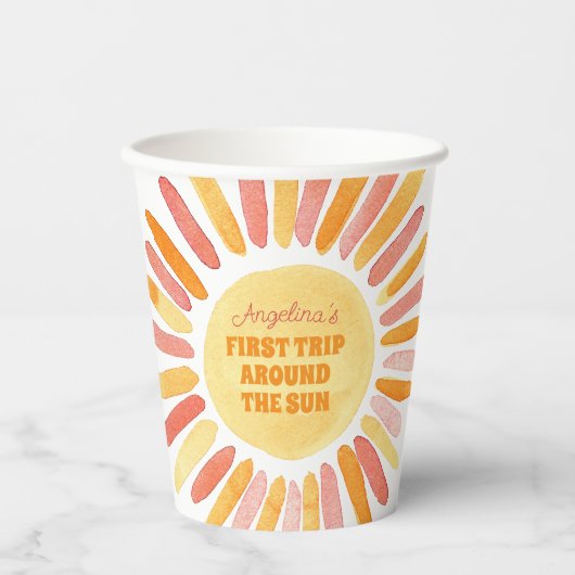 Gobelets En Papier Boho Premier voyage autour du soleil 1er anniversa (Recto)