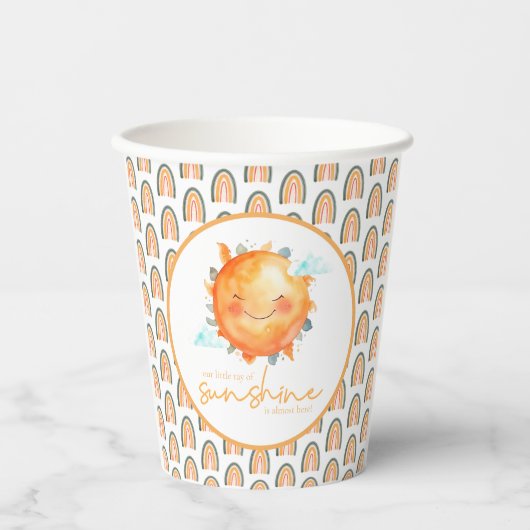 Gobelets En Papier Boho Rainbow Un Petit Rayon De Baby shower Soleil (Recto)