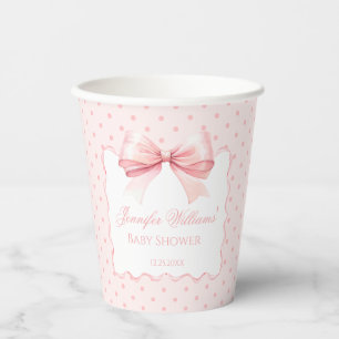 Gobelets En Papier Boho rose arc polkadot bébé fille tasses de papier