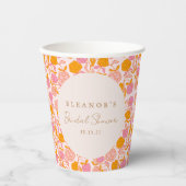 Gobelets En Papier Boho Rose Orange Floral Cute Fête des mariées pers (Recto)