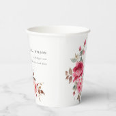 Gobelets En Papier Boho Rouge Rose Fleurs Mariage d'aquarelle (Droite)