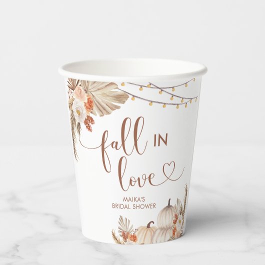 Gobelets En Papier Boho Rustic Citrouille Fall in Love Paper Cup (Verso)