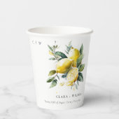 Gobelets En Papier Boho Rustique Aquarelle Jaune Citron Jaune Mariage (Verso)