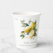 Gobelets En Papier Boho Rustique Aquarelle Jaune Citron Jaune Mariage (Recto)