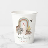 Gobelets En Papier Boho Safari Animaux & Arch Anniversaire (Verso)