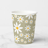 Gobelets En Papier Boho Sage Green Retro Daisies Anniversaire (Droite)