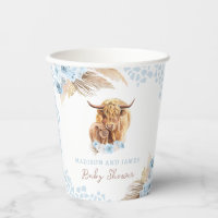 Boho Saint Vache Bleu Pampas Baby shower Garçon en