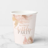 Gobelets En Papier Boho Soft Rose Floral Fleurs Anniversaire (Verso)