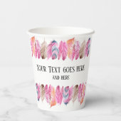Gobelets En Papier Boho Style Feather Cup avec votre texte (Verso)