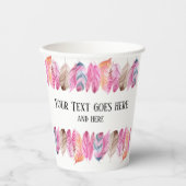 Gobelets En Papier Boho Style Feather Cup avec votre texte (Recto)