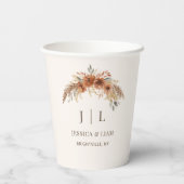 Gobelets En Papier Boho Terracotta Rouille Automne Floral Mariage (Verso)