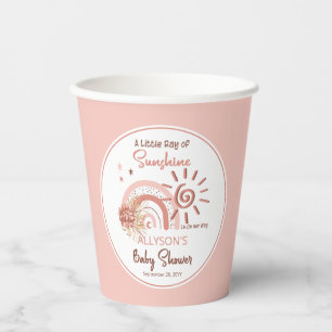 Gobelets En Papier Boho Un petit rayon de soleil Baby shower fille