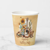 Gobelets En Papier Boho Western Guitare Tournesols fête d'anniversair (Verso)