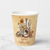 Gobelets En Papier Boho Western Guitare Tournesols fête d'anniversair (Recto)