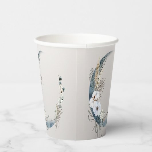 Gobelets En Papier Boho White Orchidée Fleurs Blue Moon Elegant Party (Droite)