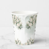 Gobelets En Papier Boho White Roses sauge Verdure et mariage d'or (Droite)