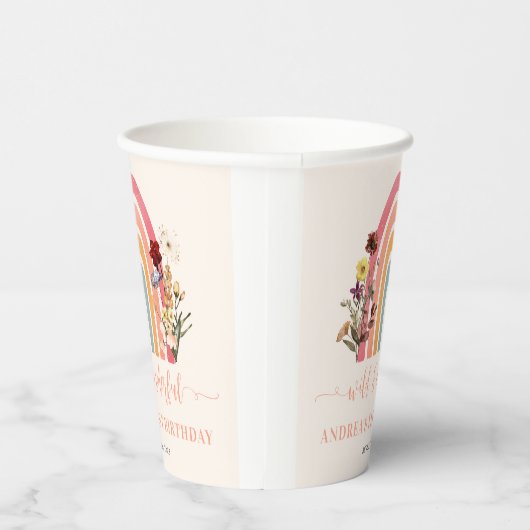 Gobelets En Papier Boho Wild & Onederful Flower Rainbow 1er anniversa (Droite)