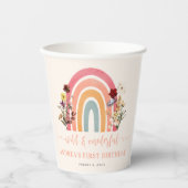 Gobelets En Papier Boho Wild & Onederful Flower Rainbow 1er anniversa (Recto)