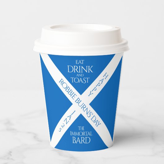 Gobelets En Papier Boire à manger et toast Robbie Burns Scottish Flag (Recto)