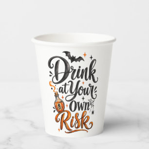 Gobelets En Papier Boire à vos risques et périls Fête d'Halloween drô