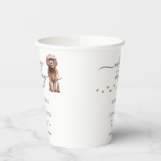 Gobelets En Papier Boire Brown Cavapoo Chien Bienvenue au mariage (Gauche)