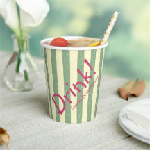 Boire des rayures vert sauge rose Baby Shower