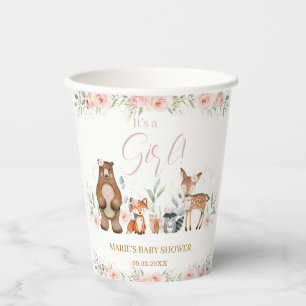 Gobelets En Papier Bois Animaux Blush Floral Baby shower Anniversaire