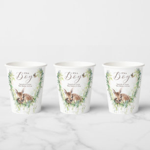 Gobelets En Papier Bois Animaux Forêt Végétation Bébé Garçon Douche