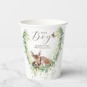 Gobelets En Papier Bois Animaux Forêt Végétation Bébé Garçon Douche (Recto)