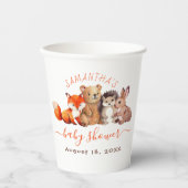 Gobelets En Papier Bois Baby shower animaux mignons Aquarelle (Recto)