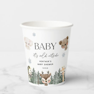 Gobelets En Papier Bois bébé Il fait froid dehors du Baby shower