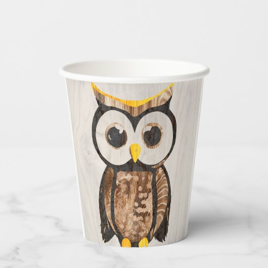 Gobelets En Papier  Bois - Chouette - Wood Owl (Verso)