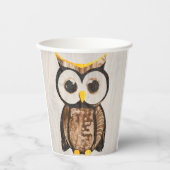 Gobelets En Papier  Bois - Chouette - Wood Owl (Recto)