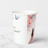 Gobelets En Papier Bois Fille rose cerise fleurs Quinceanera (Droite)