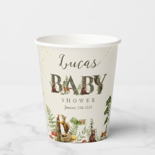 Gobelets En Papier Bois Forêt baby shower animal signe de bienvenue