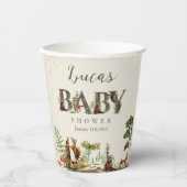 Gobelets En Papier Bois Forêt baby shower animal signe de bienvenue (Recto)