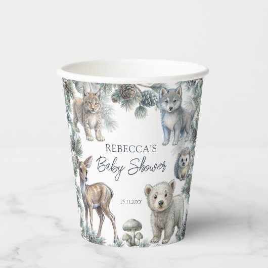 Gobelets En Papier Bois mignon baby shower pour bébés animaux customi (Recto)