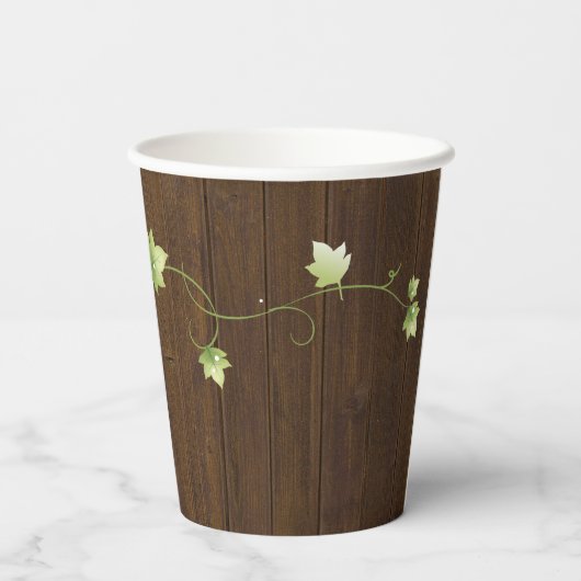 Gobelets En Papier Bois rustique et lierre (Verso)